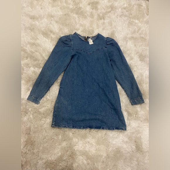Free People Blue Denim Long Sleeve Dress Sz4 - Picture 7 of 7